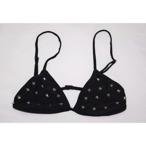 BEACH RIOT BLACK STUDDED TRIANGLE BIKINI SWIM TOP